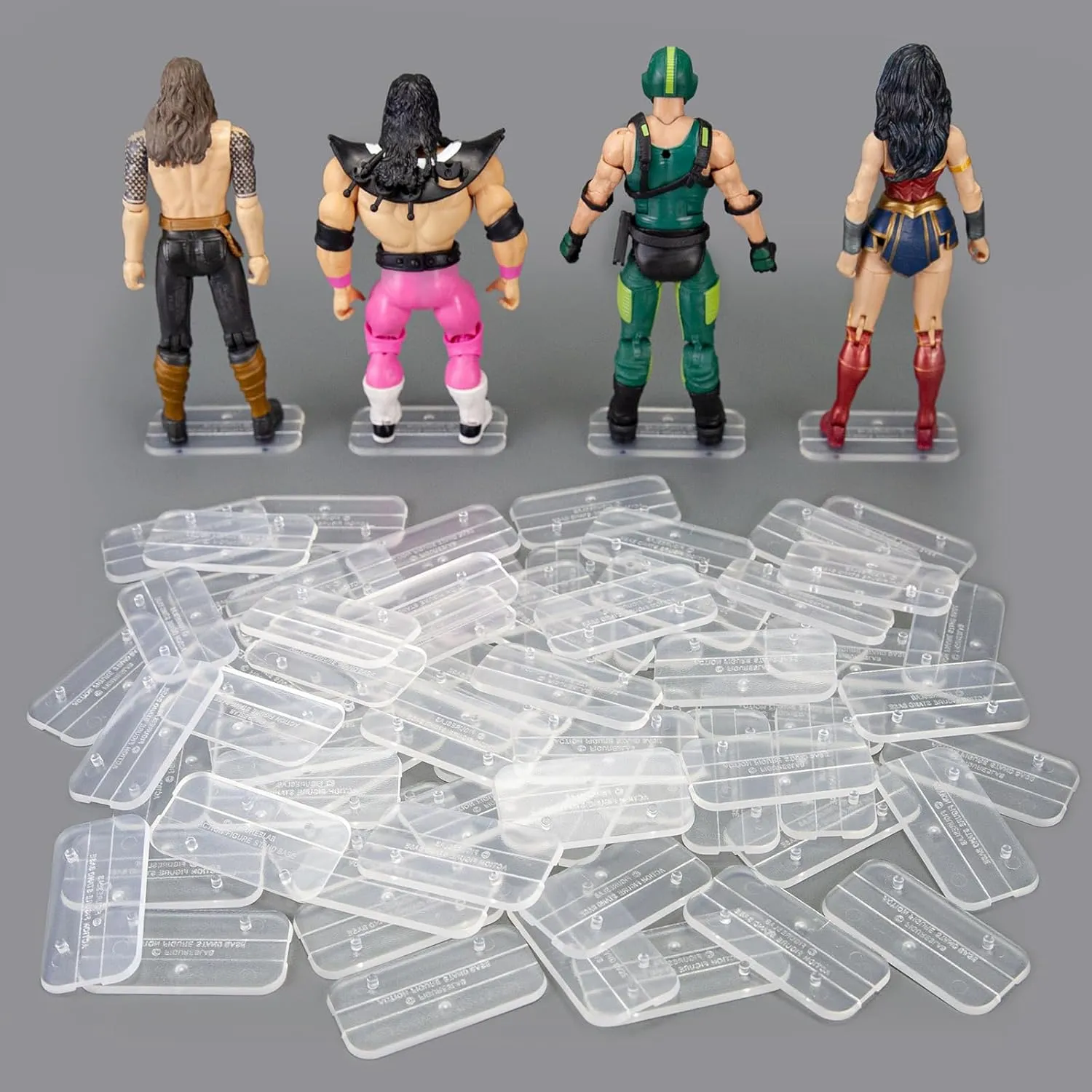 SIXPOINTS 70pcs 6 Inch Action Figure Stand, Plastic Display Holder Base, Compatible with 1/12 Marvel Legends/DC/GI Joe/MOTU Figure Toy