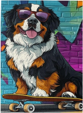Skateboarding Dog 500 Piece Wooden Jigsaw Puzzle for Adult,Fun & Challenging Animal Puzzle, Cute Pet Artwork,Great for Relaxation and Display for Puzzle Lovers,Stress Relieving Pleasure