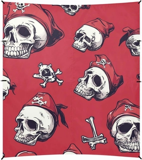 Skulls Pirate Scarlet Red Beach Tent UPF50 Easy Setup Sun Shade with Sand Shovel for Camping, Picnics, Backyard & Fishing