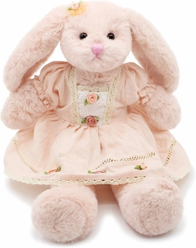 Small Soft Stuffed Animal Bunny Rabbit Plush Toy for Baby Girls 15inch (Pink Rabbit Wearing Pink Vintage Dress)