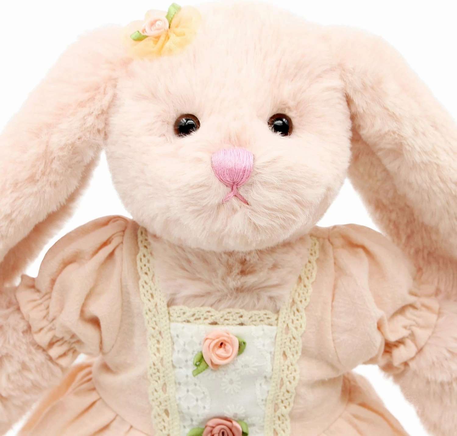Small Soft Stuffed Animal Bunny Rabbit Plush Toy for Baby Girls 15inch (Pink Rabbit Wearing Pink Vintage Dress)