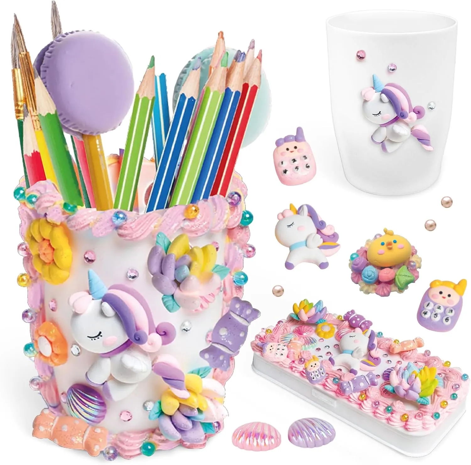 SMILESSKIDDO Clay Kit Arts and Crafts for Kids Ages 8-12, DIY Air Dry Clay Set Christmas Gift for Girls and Boys, Art Kits Pencil Case and Pen Holder Birthday for Children Age 6-12