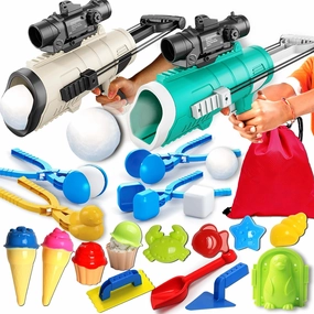 Snow Toys for Kids Outdoor, 19 PCS Snowball Maker Kit, Snowball Blaster Gun Launcher, Snow Ball Duck Makers, Snow Molds for Kids Adults Outdoor with Storage Bag