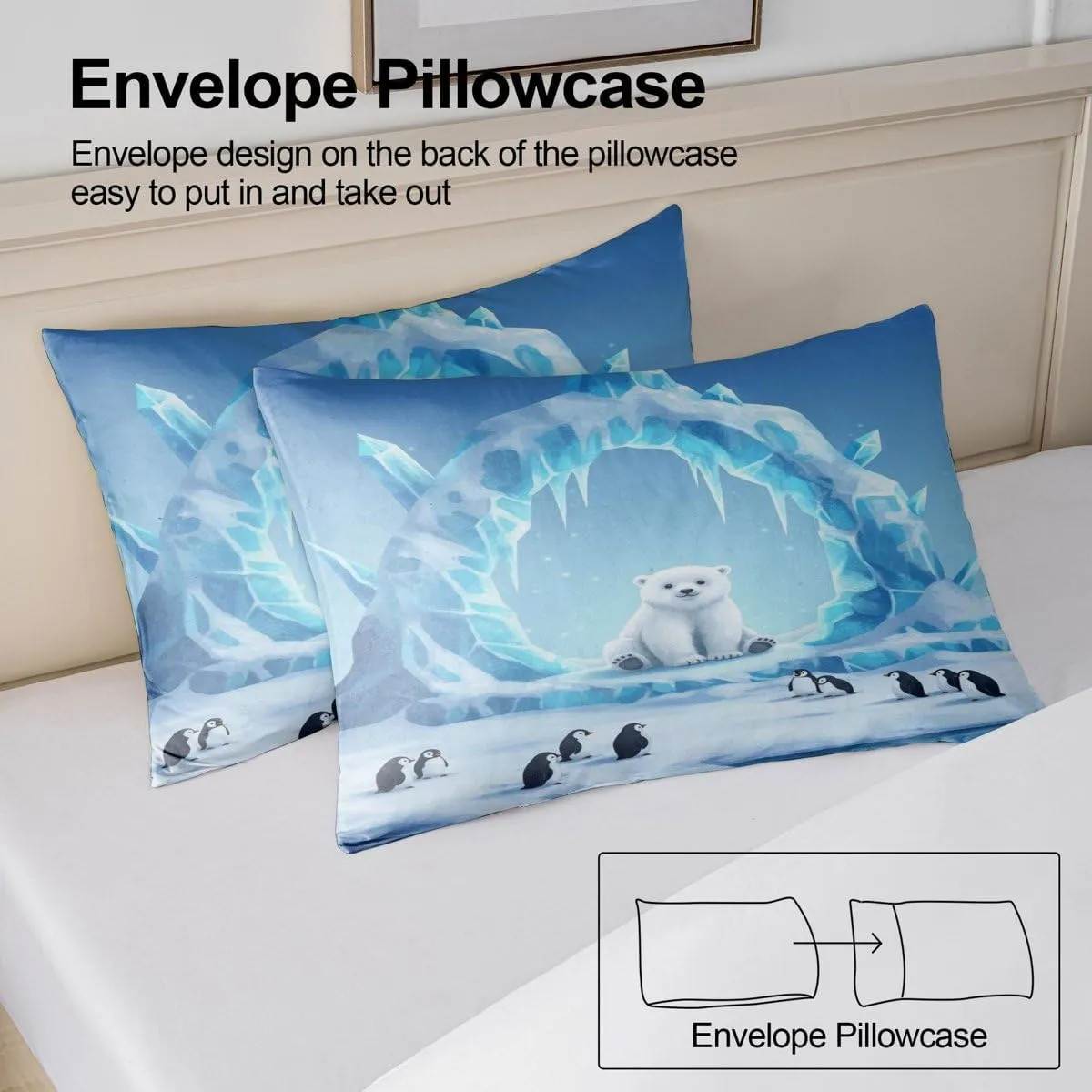 Snowy Wonderland Print Comforter Set - Nordic Style Microfiber Bedding, Soft and Comfortable, Suitable for Children and Adults (1,Queen 90x90in)