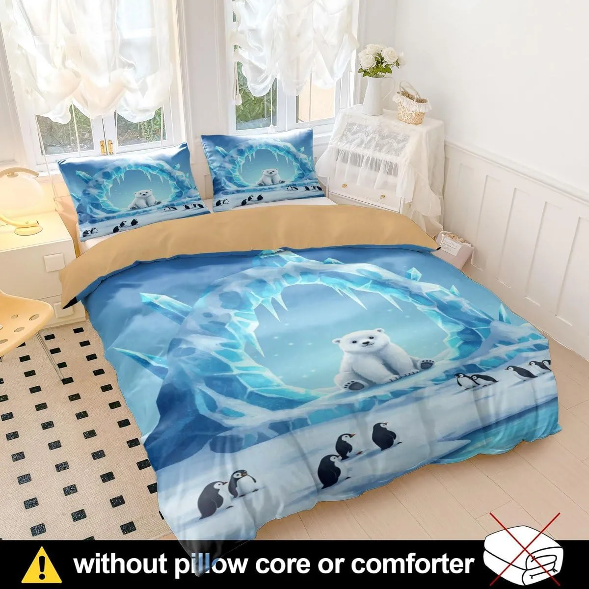 Snowy Wonderland Print Comforter Set - Nordic Style Microfiber Bedding, Soft and Comfortable, Suitable for Children and Adults (1,Queen 90x90in)