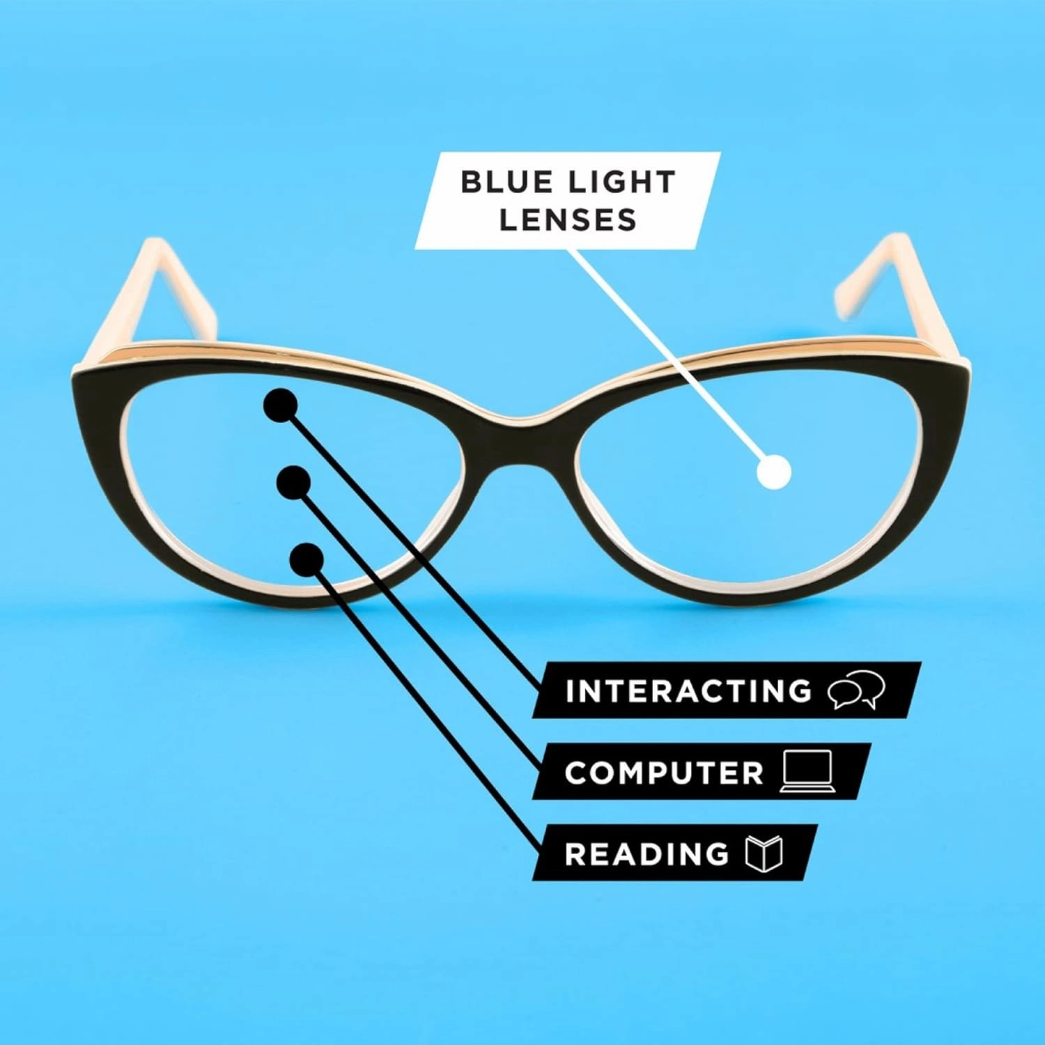 Sofia Vergara x Foster Grant Linda Blue Light Multi Focus Reading Glasses Rectangular