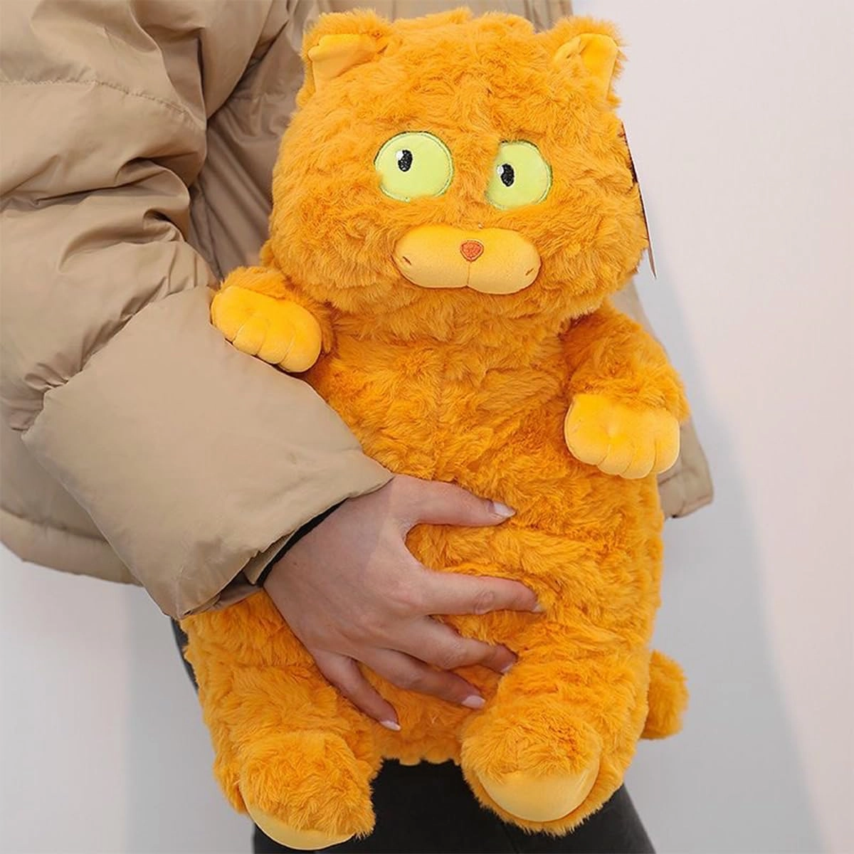 Soft Stuffed Animal Funny Pillow:Cute Orange Cat Plush Sleeping Hugging Pillow for Kids Pillow Kitten Dolls Plush Toy Cuddly Gift for Girls Sense of Humor(17.7in)