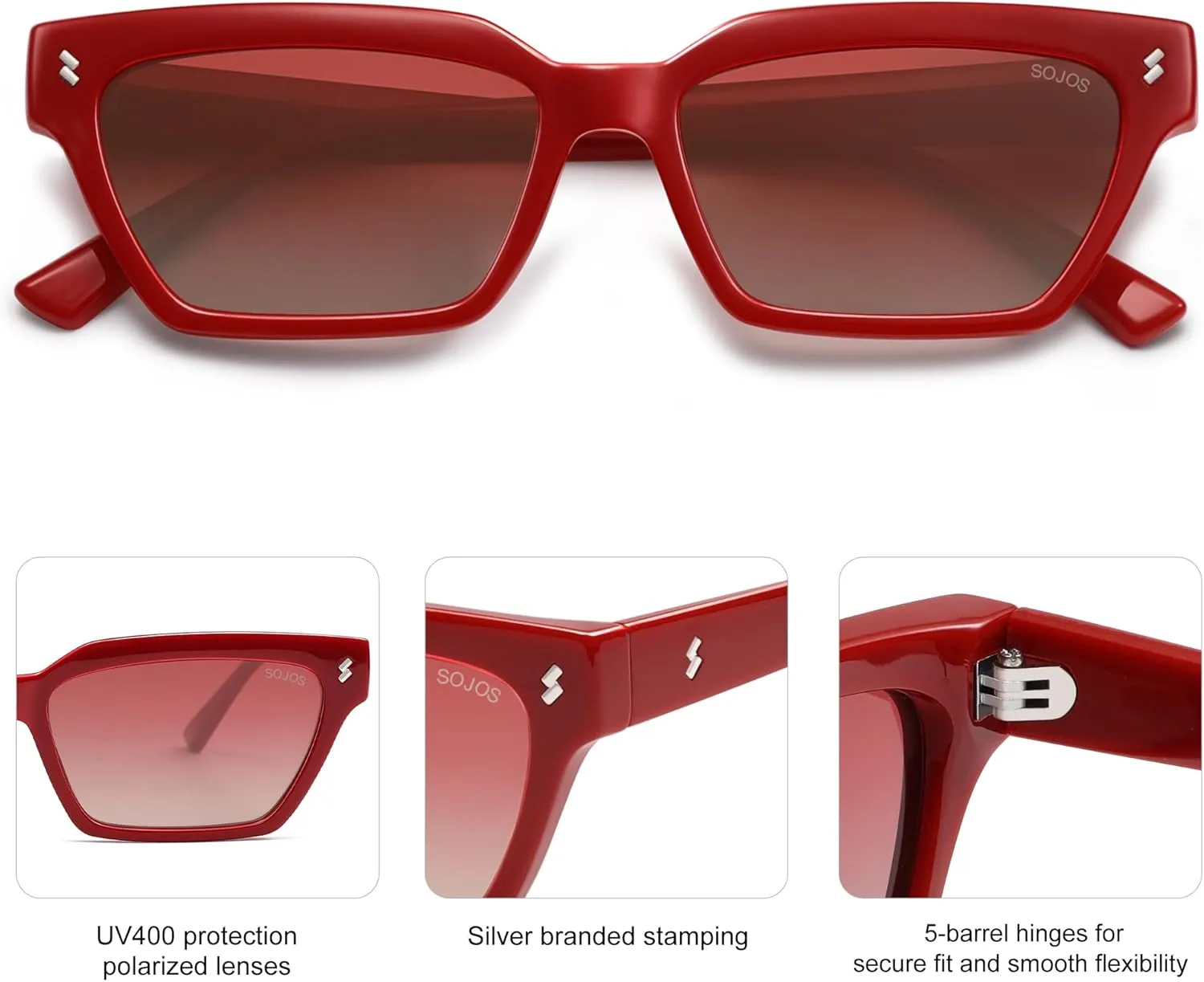 SOJOS Trendy Polarized Sunglasses Womens Men Retro Vintage 90s Cute Cat Eye Narrow Sun Glasses SJ2381