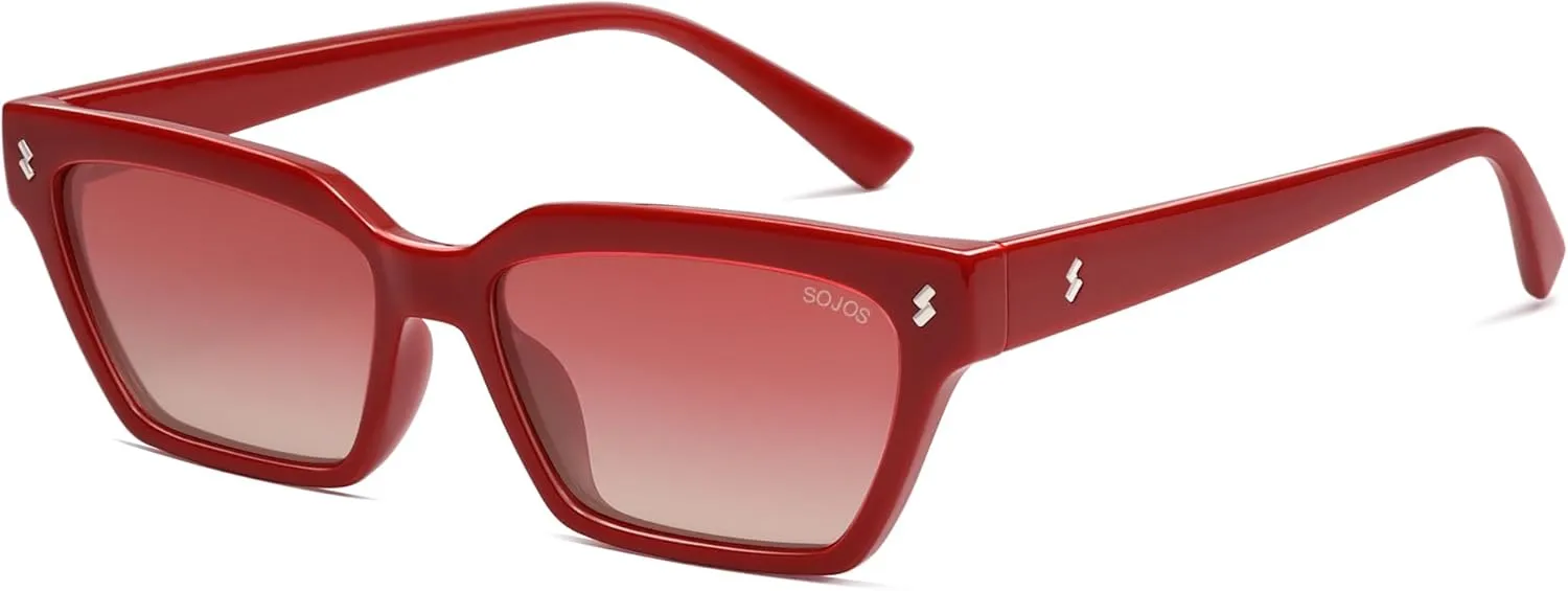 SOJOS Trendy Polarized Sunglasses Womens Men Retro Vintage 90s Cute Cat Eye Narrow Sun Glasses SJ2381
