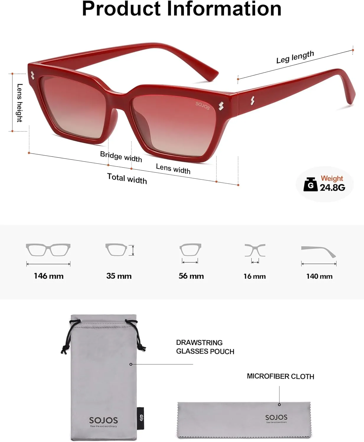 SOJOS Trendy Polarized Sunglasses Womens Men Retro Vintage 90s Cute Cat Eye Narrow Sun Glasses SJ2381