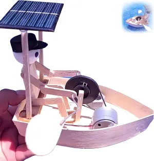 Solar-Powered Rowing Robot, Creative DIY Solar Power Rowing Robot for Swimming Pool Bathroom, Funny Floating Water Solar Boat Educational Gift for Boys and Girls