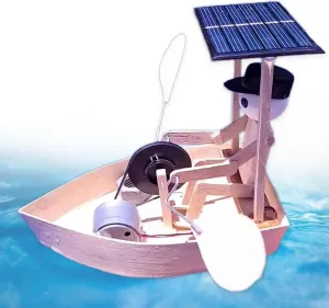 Solar-Powered Rowing Robot, Handmade Wooden Educational Engineering Experiments Rowing Robot, 2026 New Solar Powered Toy Kit for Desktop Water Yard Lawn Patio Decor(1PCS)