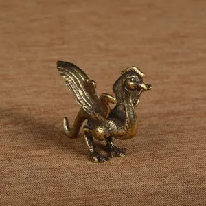 Solid Copper Four Great Auspicious Beasts,Green Dragon, White Tiger, Zhu Que, Xuanwu, Antique Bronze Ware Animal Tea Pet Ornament (D)