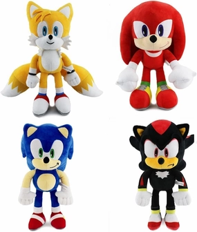 Sonic Plush Doll,The Hedgehog 2 The Movie Plush,Knuckles Sonic Plush Toy,Shadow Stuffed Animals Plush Pillow,Gift for Kids (4pcs)