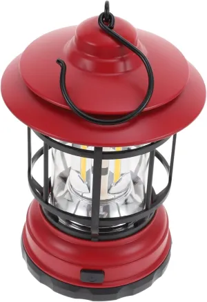 Sosoport Outdoor Lanterns Led Vintage Camping Lantern Red Portable No Battery Handheld Tent Light for Emergency
