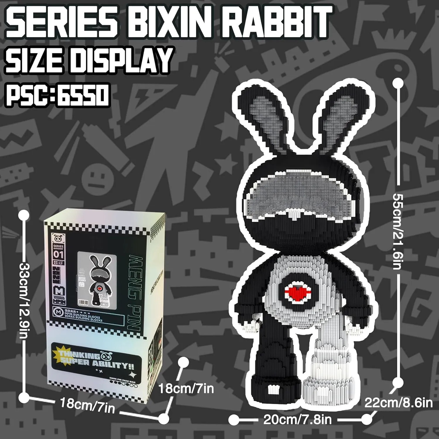 Space Boys Rabbit Animal Micro Building Blocks Set for Adults Toys Gift Kids 6550 Pieces 55cm High Series