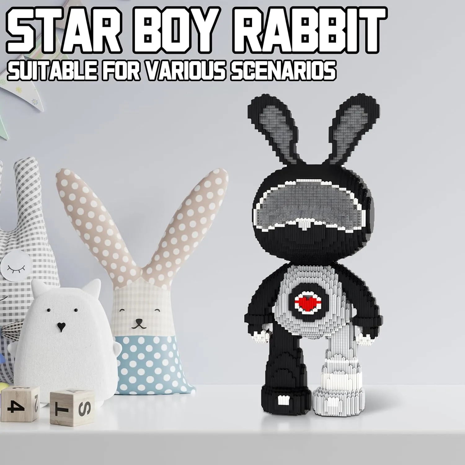 Space Boys Rabbit Animal Micro Building Blocks Set for Adults Toys Gift Kids 6550 Pieces 55cm High Series