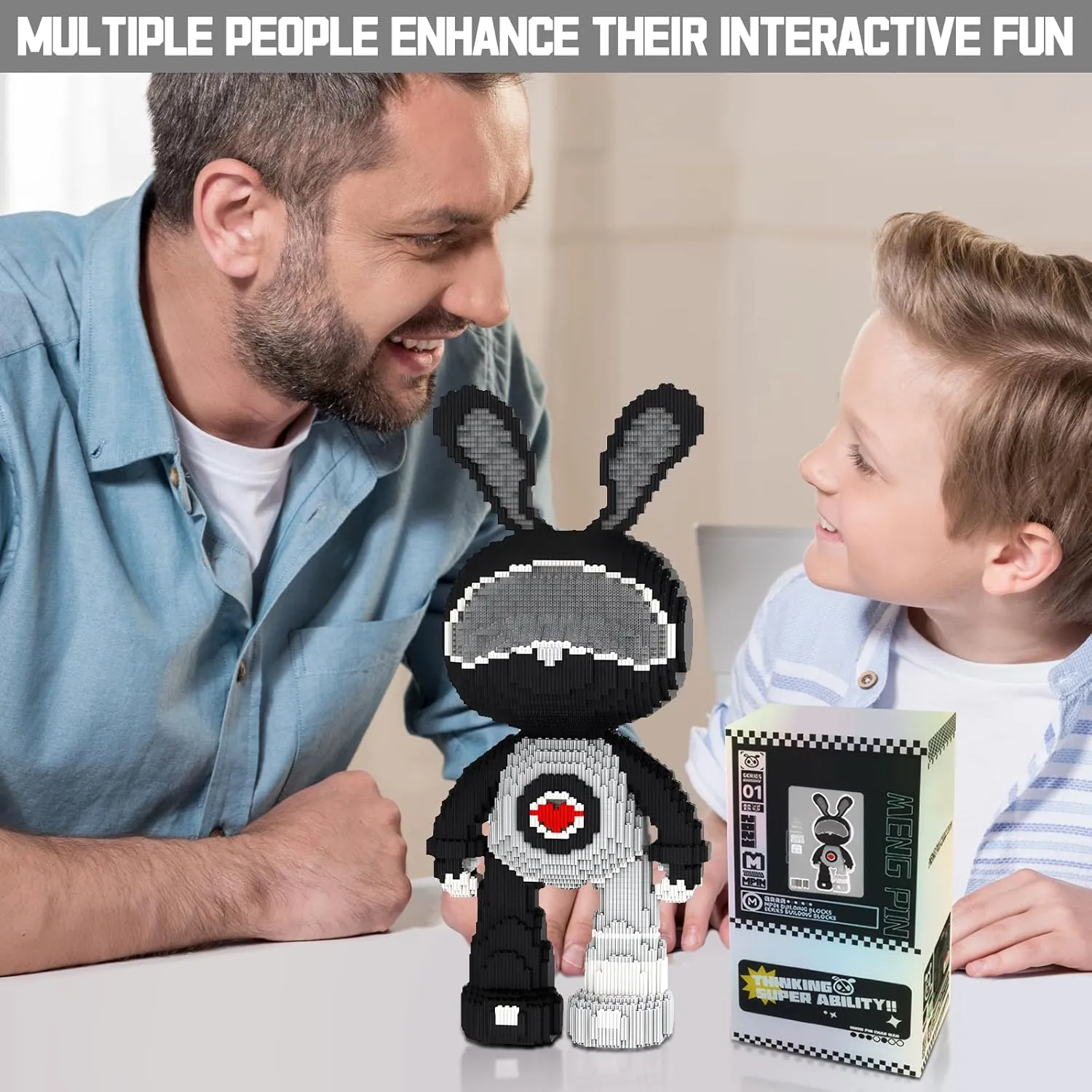 Space Boys Rabbit Animal Micro Building Blocks Set for Adults Toys Gift Kids 6550 Pieces 55cm High Series