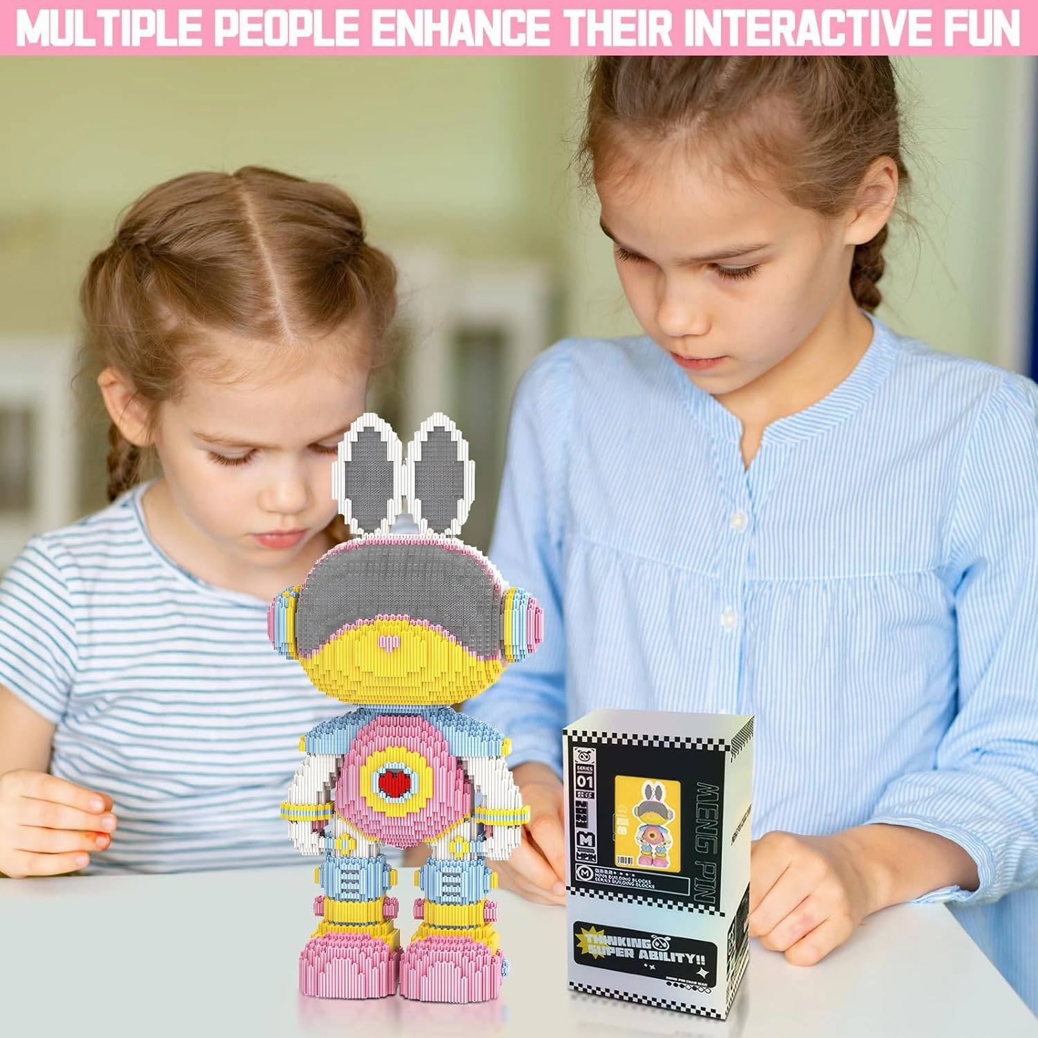 Space Girl Rabbit Animal Micro Building Blocks Set for Adults Toys Gift Kids 7550 Pieces 55cm High Series