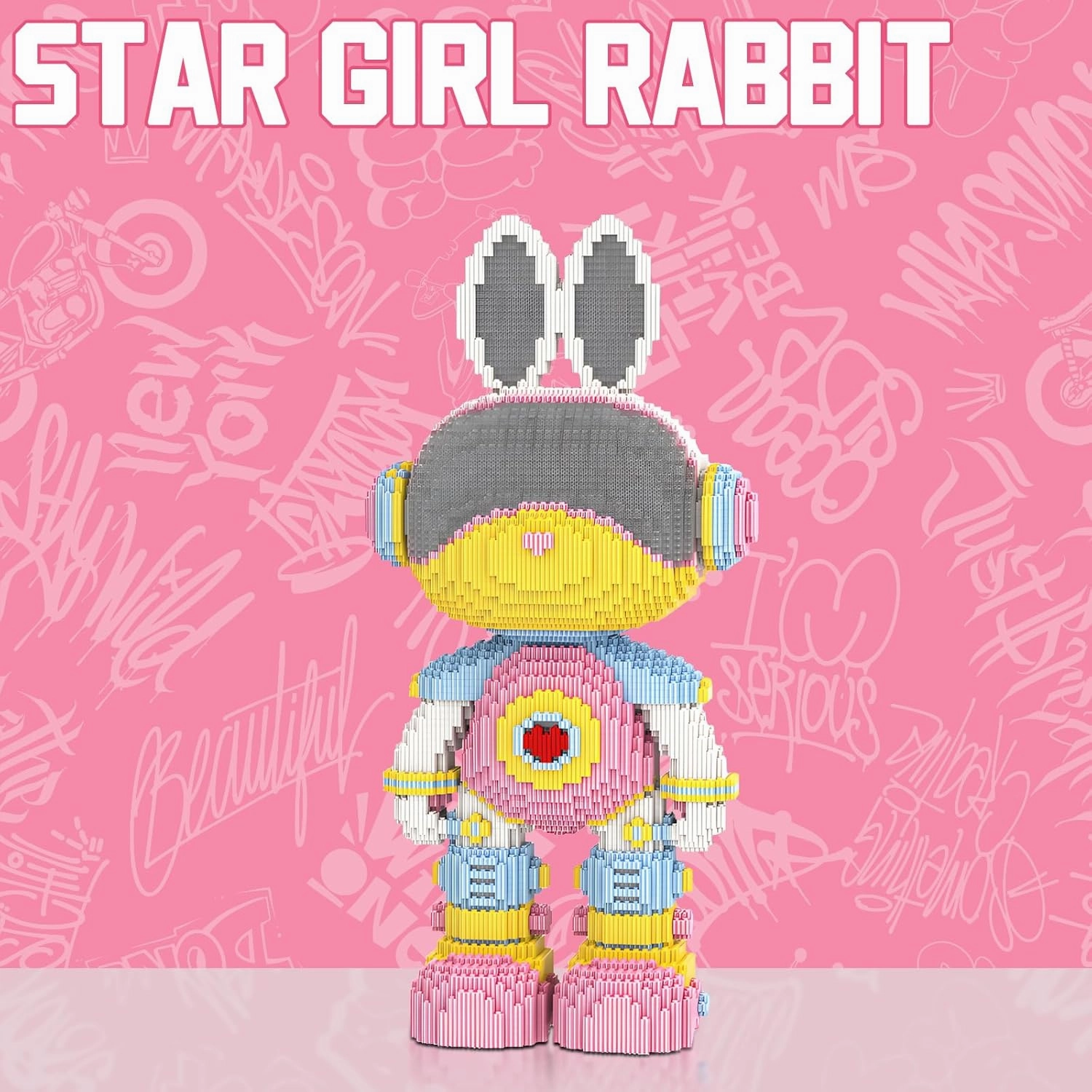Space Girl Rabbit Animal Micro Building Blocks Set for Adults Toys Gift Kids 7550 Pieces 55cm High Series