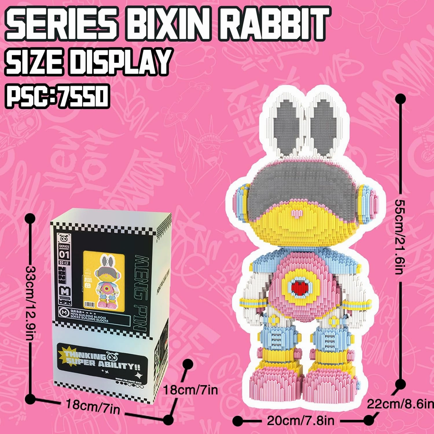 Space Girl Rabbit Animal Micro Building Blocks Set for Adults Toys Gift Kids 7550 Pieces 55cm High Series