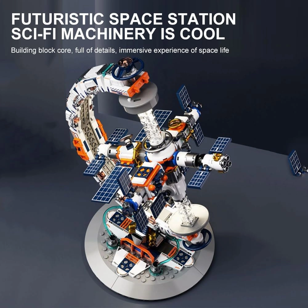 Space Station Globe Building Blocks,360° Spinning Globe Model Set with Lights,Gift Idea for Collectors Kids and Adults Space Exploration Education Toys Home Decor(657 Pcs)