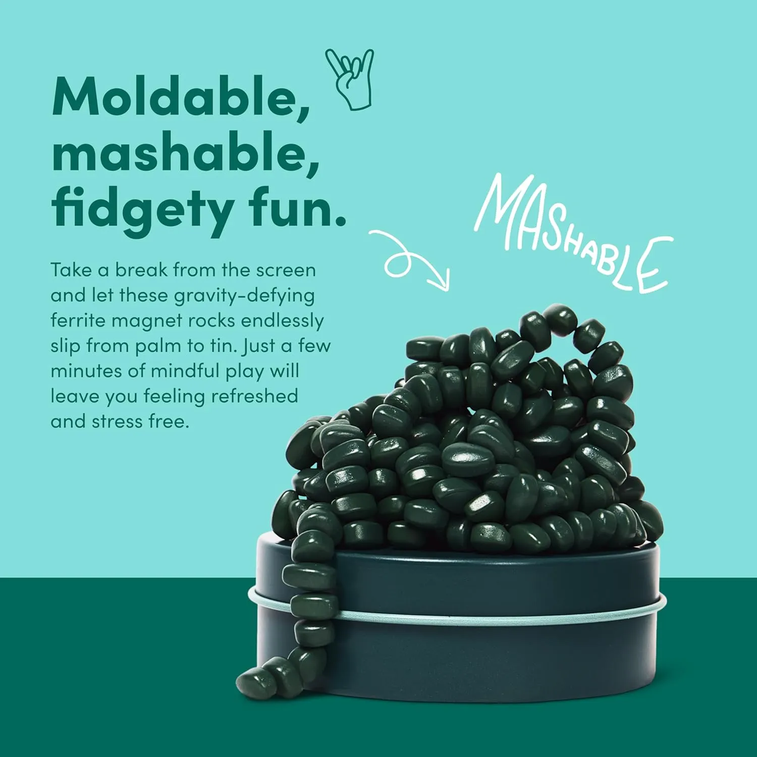 Speks Original Crags Ferrite Putty | 500  Ferrite Stones in a Tin, Fidget Toy for Stress Relief, Sensory Desk Toy for Adults & Teens 14  | Jade, Small