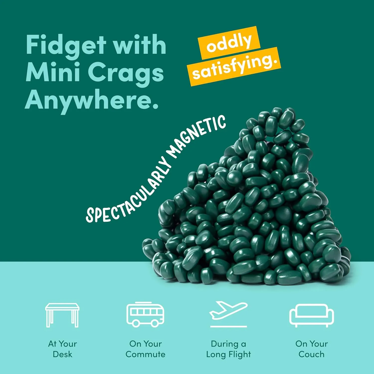Speks Original Crags Ferrite Putty | 500  Ferrite Stones in a Tin, Fidget Toy for Stress Relief, Sensory Desk Toy for Adults & Teens 14  | Jade, Small