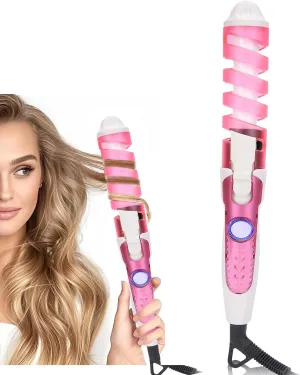 Spiral Hair Curler and Crimper - Electric Curling Wand, Curling Iron for Hairstyling, Negative Ions Lock in Moisture, 110-240V, Gift for Women and Girls (US)