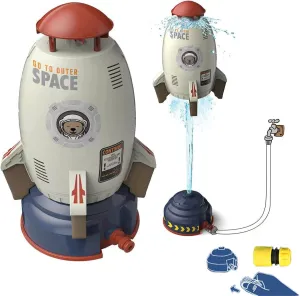Sprinkler for Kids - Rocket Outdoor Water Toys Outdoor Yard Sprinkler 360-Degree Rotation Attaches to Garden Hose Splashing Fun Toys for 3 4 5 6 7 8 9 10 Year Old Boys Girls Gift