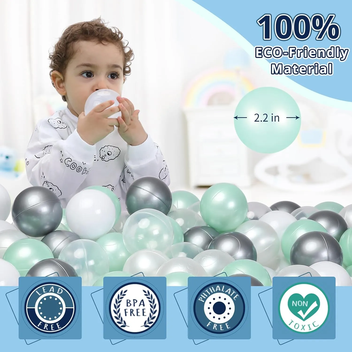 STARBOLO Ball Pit Balls - 100 Pieces Crush Proof Plastic Toy Balls for Toddler Ball Pit, Ball Pit Play Tent, Baby Pool Water Toys, Kiddie Pool, Party Decoration, Photo Props