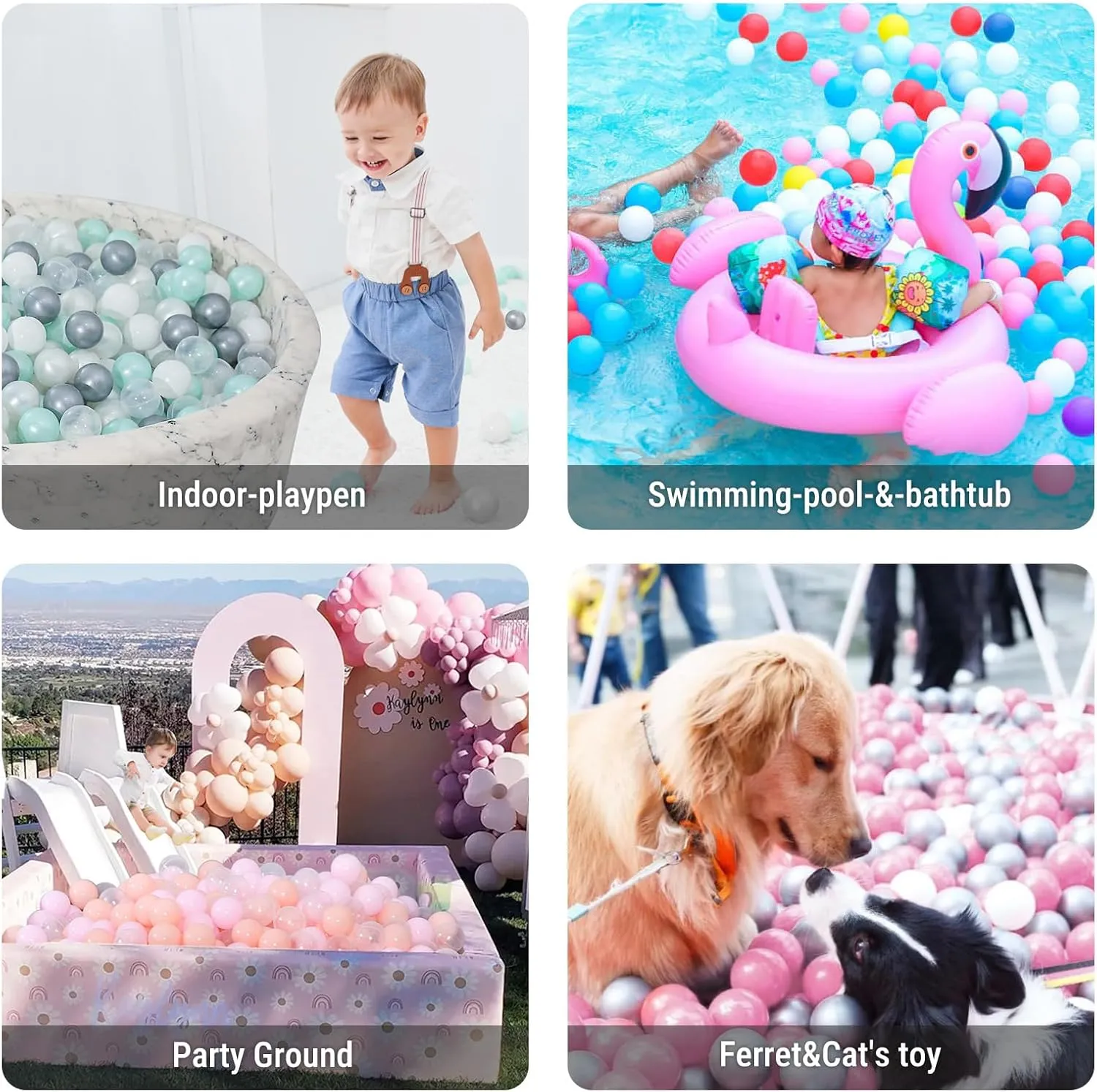 STARBOLO Ball Pit Balls - 100 Pieces Crush Proof Plastic Toy Balls for Toddler Ball Pit, Ball Pit Play Tent, Baby Pool Water Toys, Kiddie Pool, Party Decoration, Photo Props