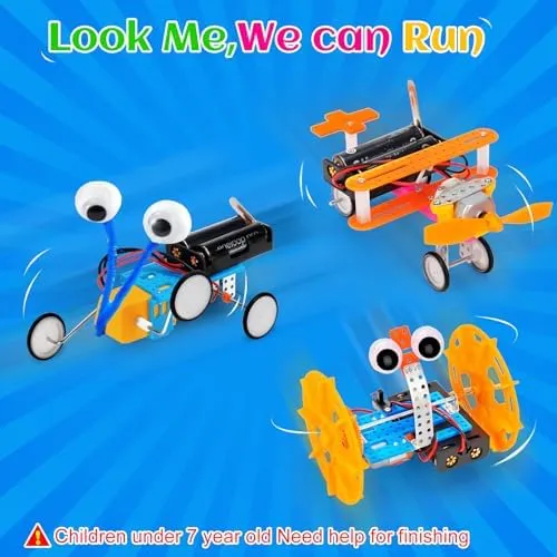 STEM Robotics Kit 6 Set Science Experiments Project Activities for Kids 6-8 8-12 Engineering Building Toy Electronic Motor Robot Craft for Boy 5 6 7 8 9 10 12  Year Old Girl Gift Summer Outdoor Toy