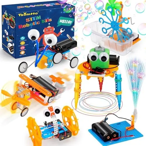 STEM Robotics Kit 6 Set Science Experiments Project Activities for Kids 6-8 8-12 Engineering Building Toy Electronic Motor Robot Craft for Boy 5 6 7 8 9 10 12  Year Old Girl Gift Summer Outdoor Toy