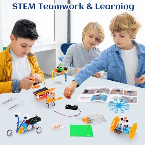 STEM Robotics Kit 6 Set Science Experiments Project Activities for Kids 6-8 8-12 Engineering Building Toy Electronic Motor Robot Craft for Boy 5 6 7 8 9 10 12  Year Old Girl Gift Summer Outdoor Toy