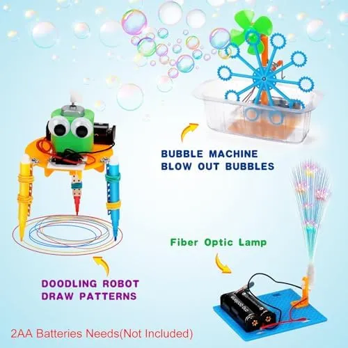 STEM Robotics Kit 6 Set Science Experiments Project Activities for Kids 6-8 8-12 Engineering Building Toy Electronic Motor Robot Craft for Boy 5 6 7 8 9 10 12  Year Old Girl Gift Summer Outdoor Toy