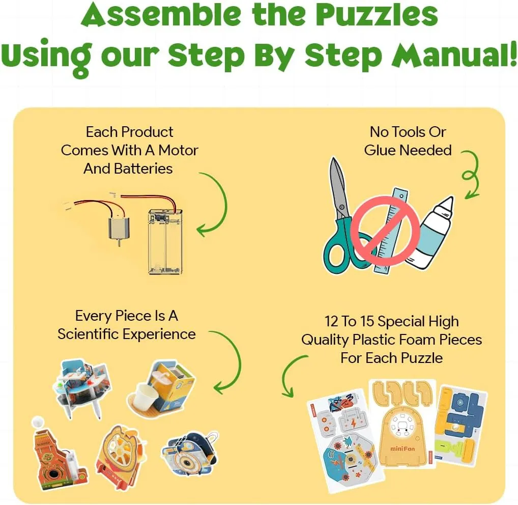 STEM Robotics Kit Electronic Science Projects Experiments 5 Set for Kids Ages 8-12 6-8 STEM Toys for Boys DIY Engineering Build Robot Building Kits for Girls Boy 6 7 8 9 10 11 12  Year Old Gift Ideas