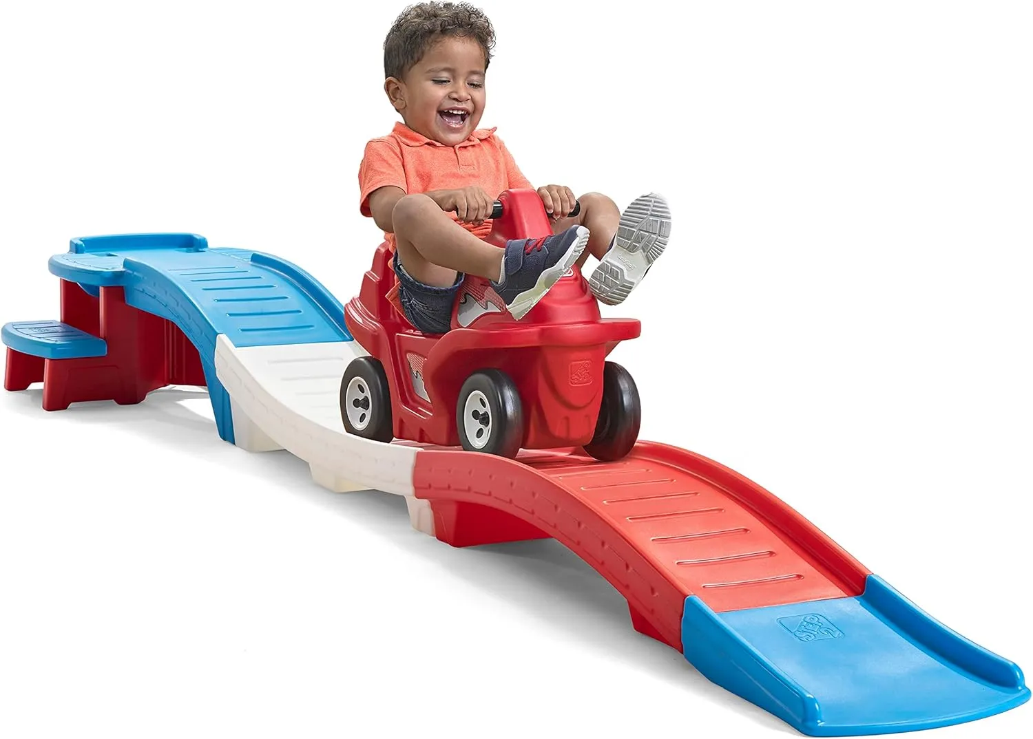 Step2 USA Edition Up & Down Roller Coaster Kids Ride On Toy, Push Car, Indoor/Outdoor Playset, Made of Durable Plastic, Max Weight 50 lbs., for Toddlers 2-5 Years Old, Red