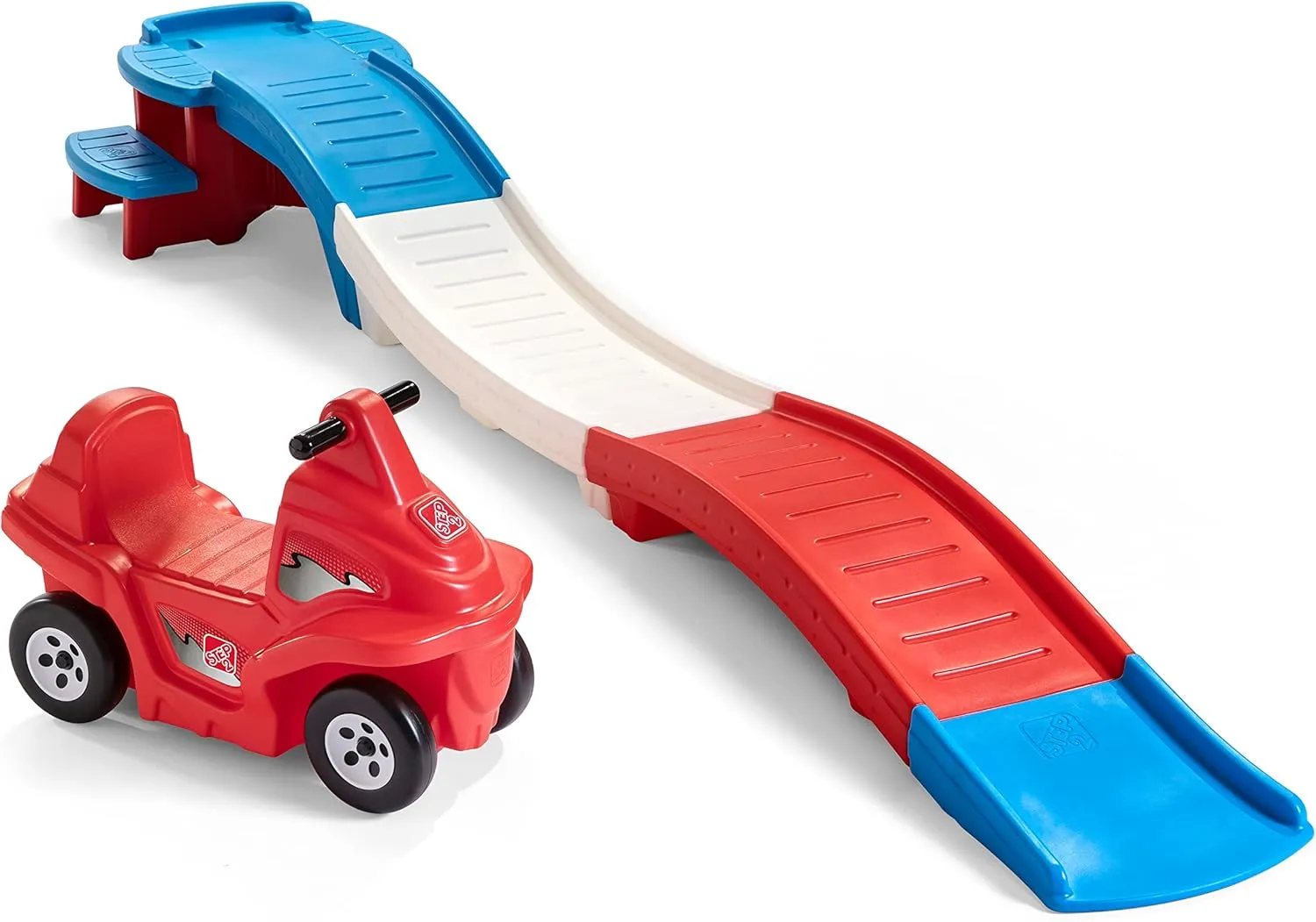 Step2 USA Edition Up & Down Roller Coaster Kids Ride On Toy, Push Car, Indoor/Outdoor Playset, Made of Durable Plastic, Max Weight 50 lbs., for Toddlers 2-5 Years Old, Red