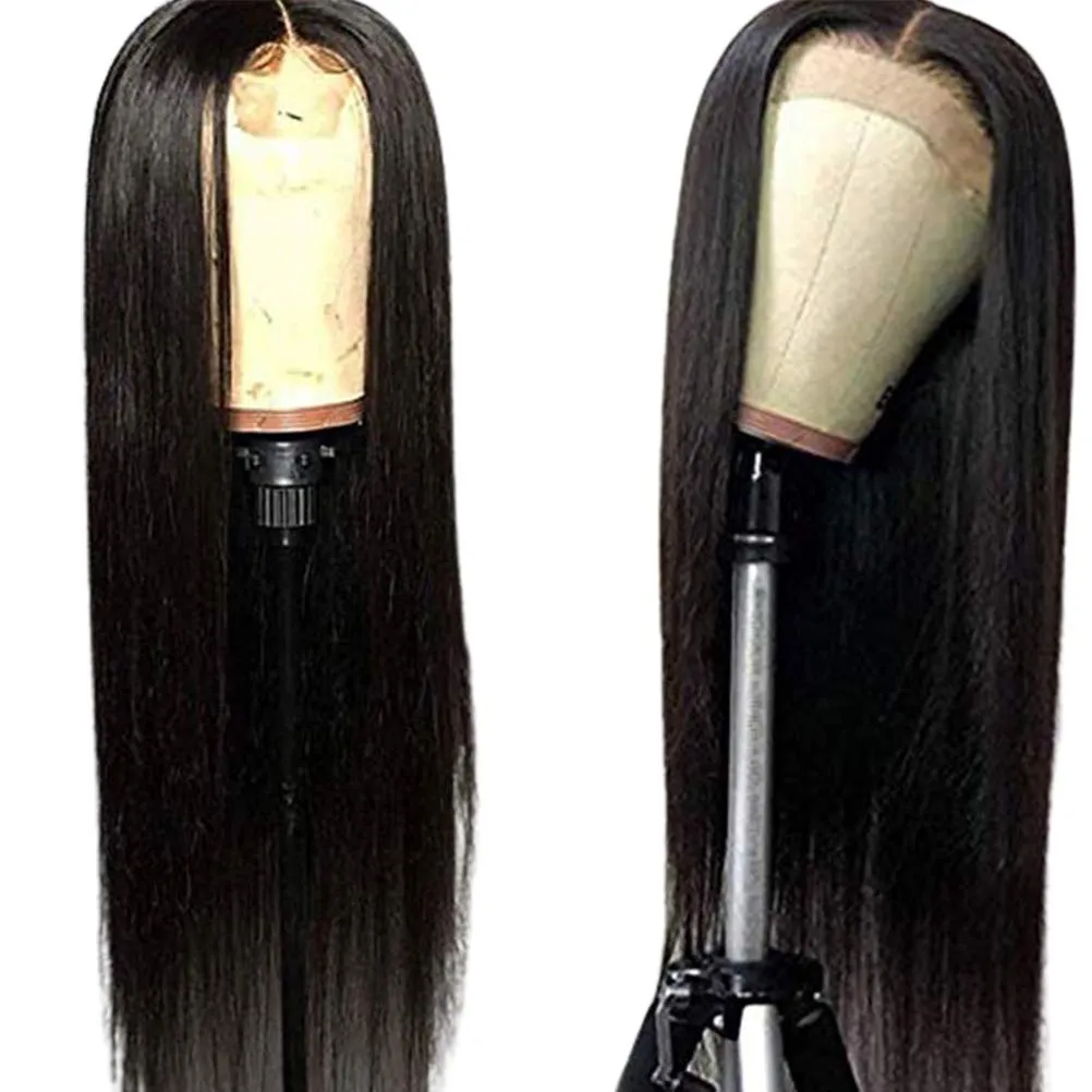 Straight Human Hair Wig Lace Closure Wigs Lace Front Human Hair Wigs for Women (Black)