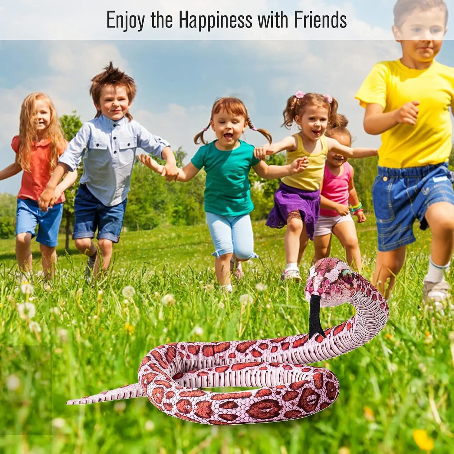 Stuffed Animal Realistic Snake Big Plush Toy Gifts for Kids, 75" (Red)