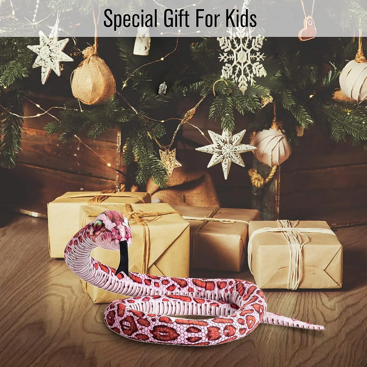 Stuffed Animal Realistic Snake Big Plush Toy Gifts for Kids, 75" (Red)