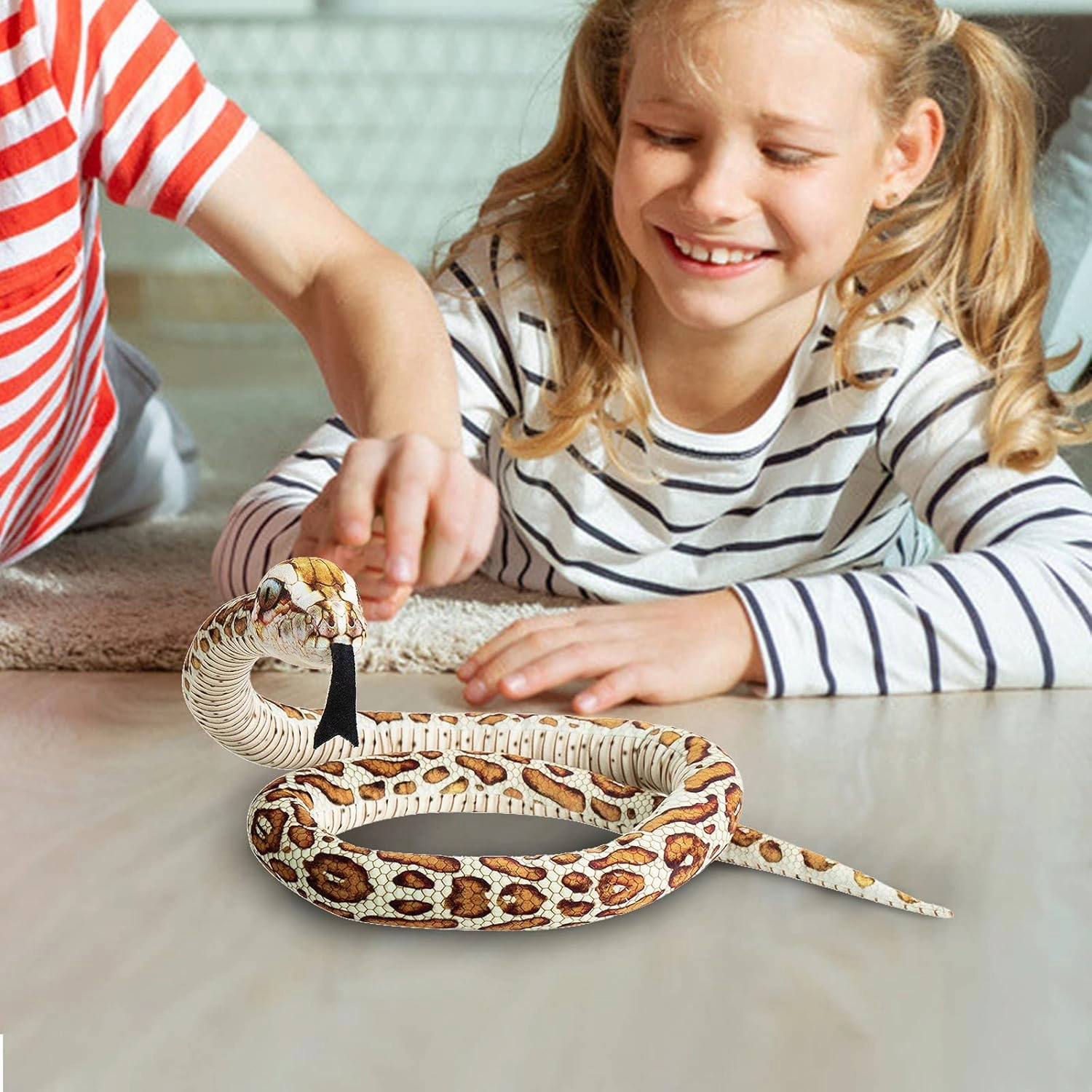 Stuffed Snake Realistic Plush Toy for Kids, Stuffed Animal Holiday, Birthday Gift, Super Soft and Cuddly, 75" (Brown)