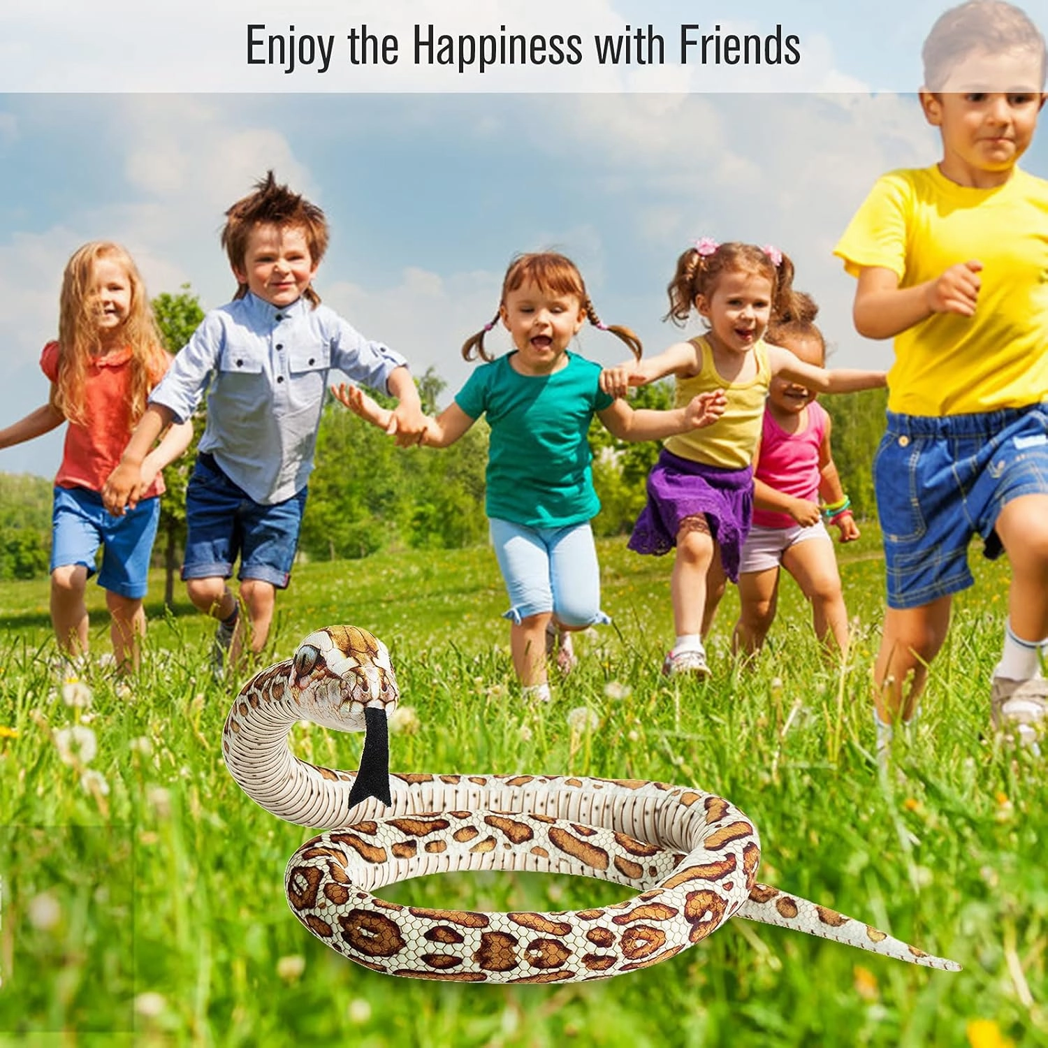 Stuffed Snake Realistic Plush Toy for Kids, Stuffed Animal Holiday, Birthday Gift, Super Soft and Cuddly, 75" (Brown)