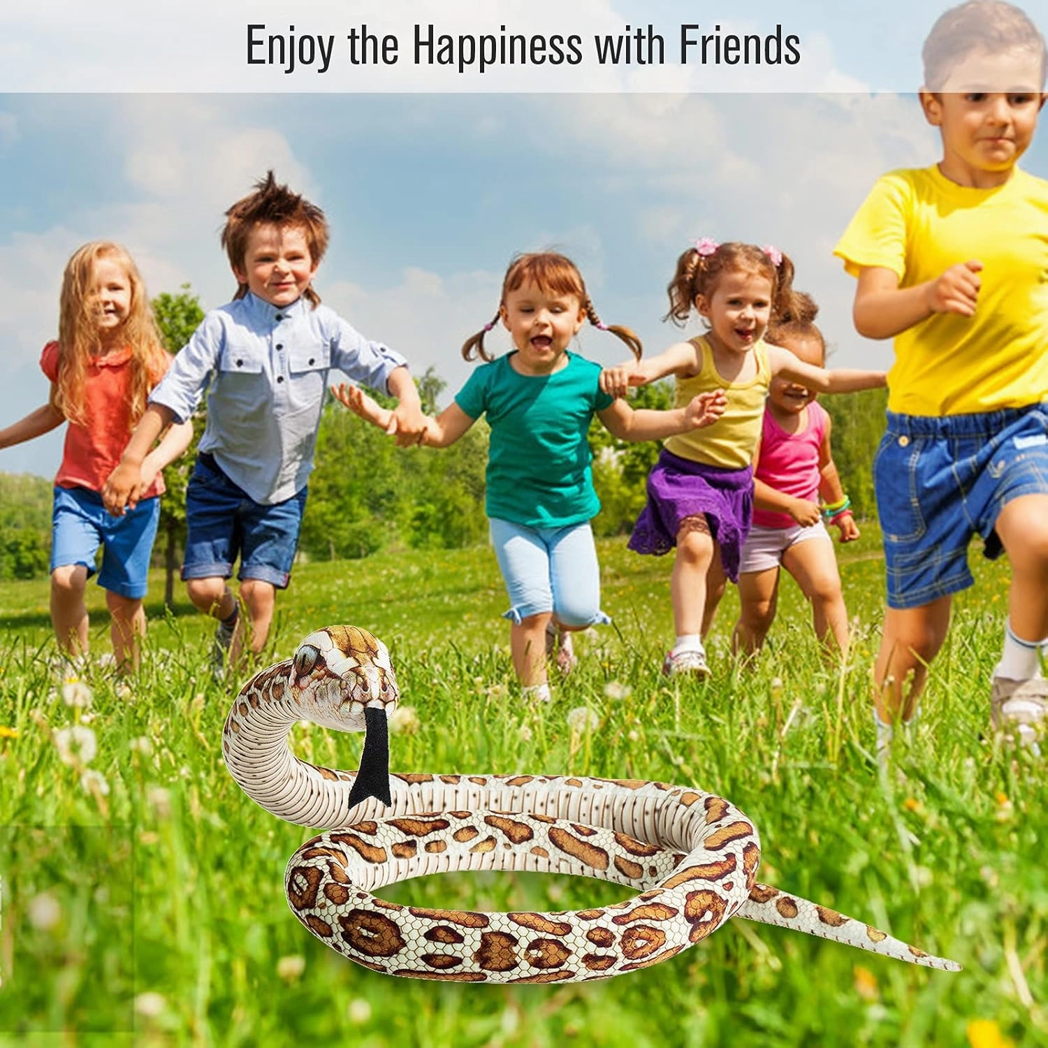 Stuffed Snake Realistic Plush Toy for Kids, Stuffed Animal Holiday, Birthday Gift, Super Soft and Cuddly, 75" (Brown)
