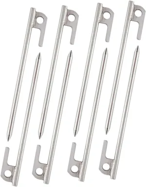 Sturdy Durable 8 Pcs Tent Stakes Camping Ground Anchors Stainless for Tent Awning Canopy 30cm