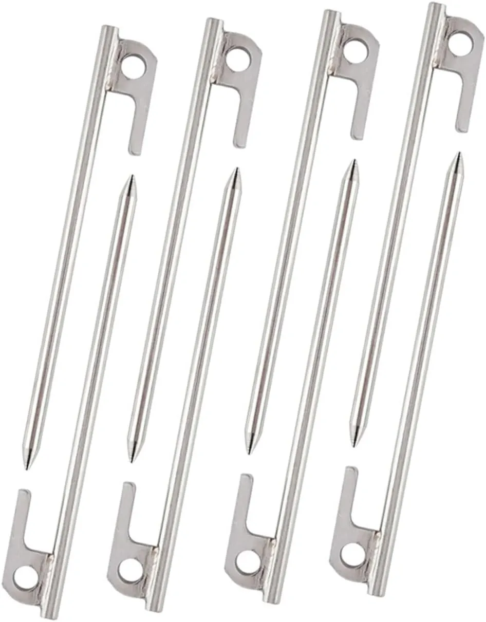 Sturdy Durable 8 Pcs Tent Stakes Camping Ground Anchors Stainless for Tent Awning Canopy 30cm