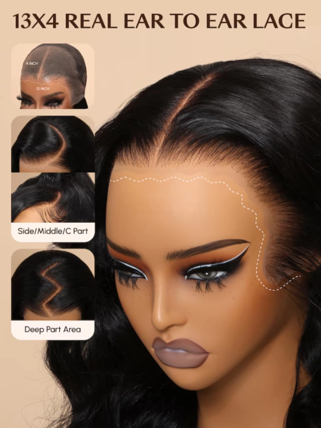 Sunber Ombre Highlight #FB30 13x4 Lace Front Human Hair Wigs Pre Everything 12A Human Hair Balayage Wavy Pre Plucked Invisible Knots 24Inch Piano Chocolate Brown 150% Density Body Wave Frontal Wig