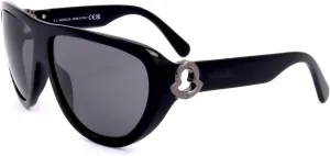 Sunglasses Moncler ML 0246 Anodize 01A Shiny Black, Gunmetal Logo/Smoke Lenses