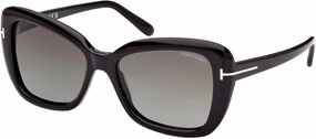Sunglasses Tom Ford FT 1008 Maeve 01B Shiny Black,"t" Logo/Gradient Smoke Len